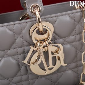 medium lady d-joy 26 grey lambskin