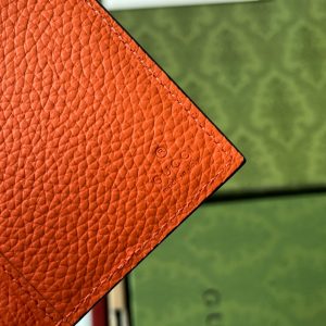 CARD HOLDER 12 IN ORANGE EMBOSSED CALFSKIN