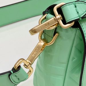 BAGUETTE WITH FF MOTIF 27 IN DE YORK GREEN SOFT LAMBSKIN GOLD HARDWARE