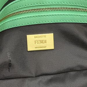 BAGUETTE WITH FF MOTIF 27 IN DE YORK GREEN SOFT LAMBSKIN GOLD HARDWARE
