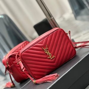 LOU CAMERA 23 RED LAMBSKIN GOLD HARDWARE