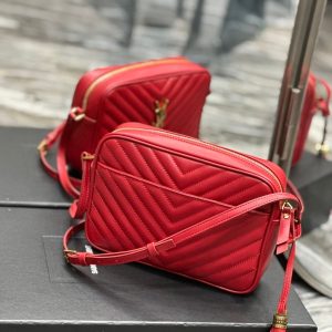 LOU CAMERA 23 RED LAMBSKIN GOLD HARDWARE