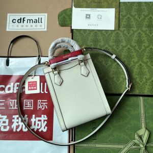 DIANA TOTE BAG 19 IN WHITE LAMBSKIN WITH BAMBOO HANDLE