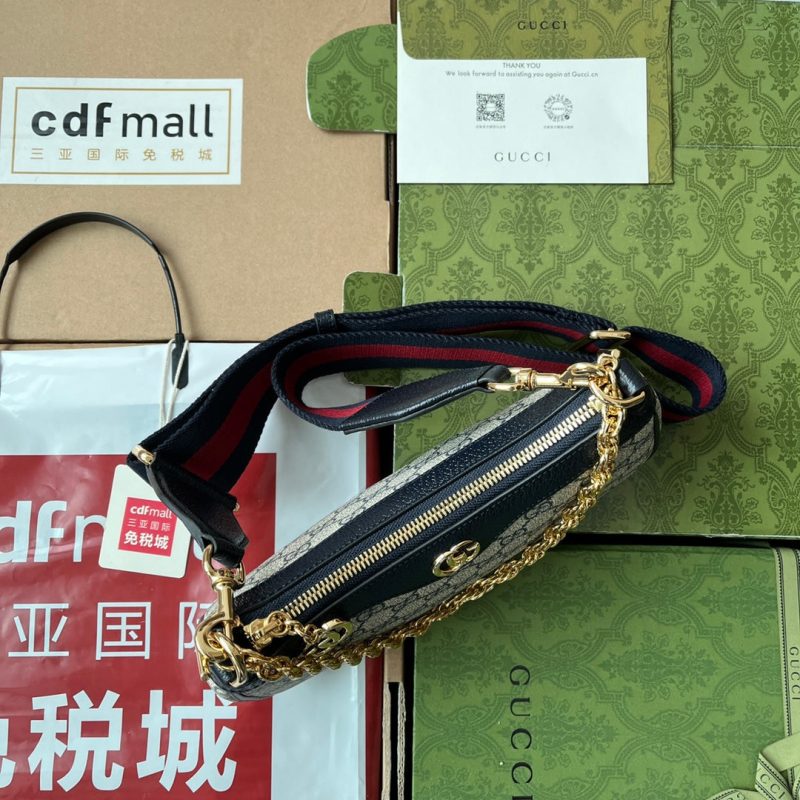 Gucci Ophidia Bag Blue Beige Leather Canvas 239801