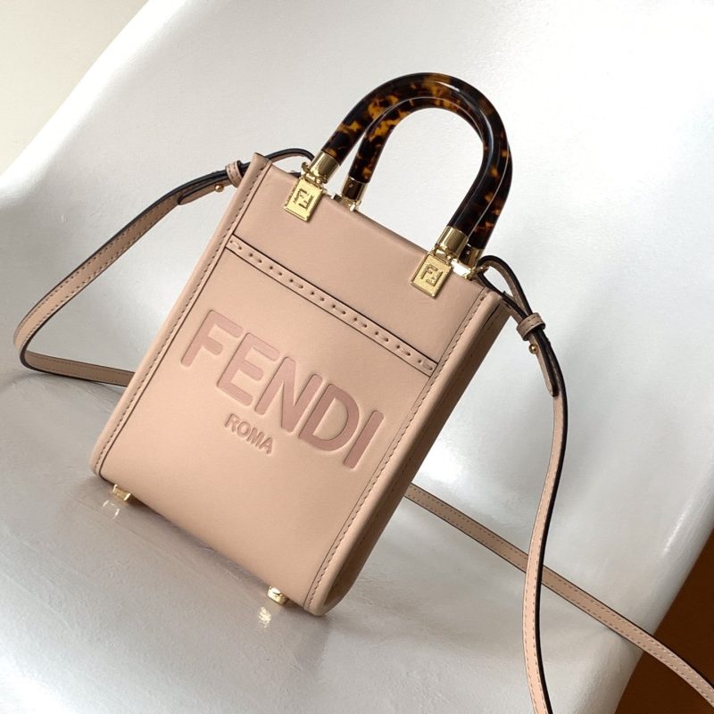 Fendi Mini Sunshine Shopper Bag 18 Peach Leather