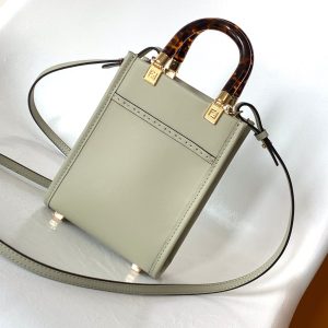 Fendi Mini Sunshine Shopper Bag 18 Light Grey Leather