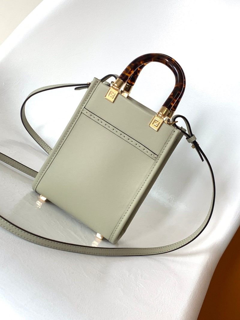 Fendi Mini Sunshine Shopper Bag 18 Light Grey Leather