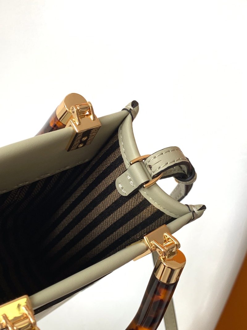 Fendi Mini Sunshine Shopper Bag 18 Light Grey Leather