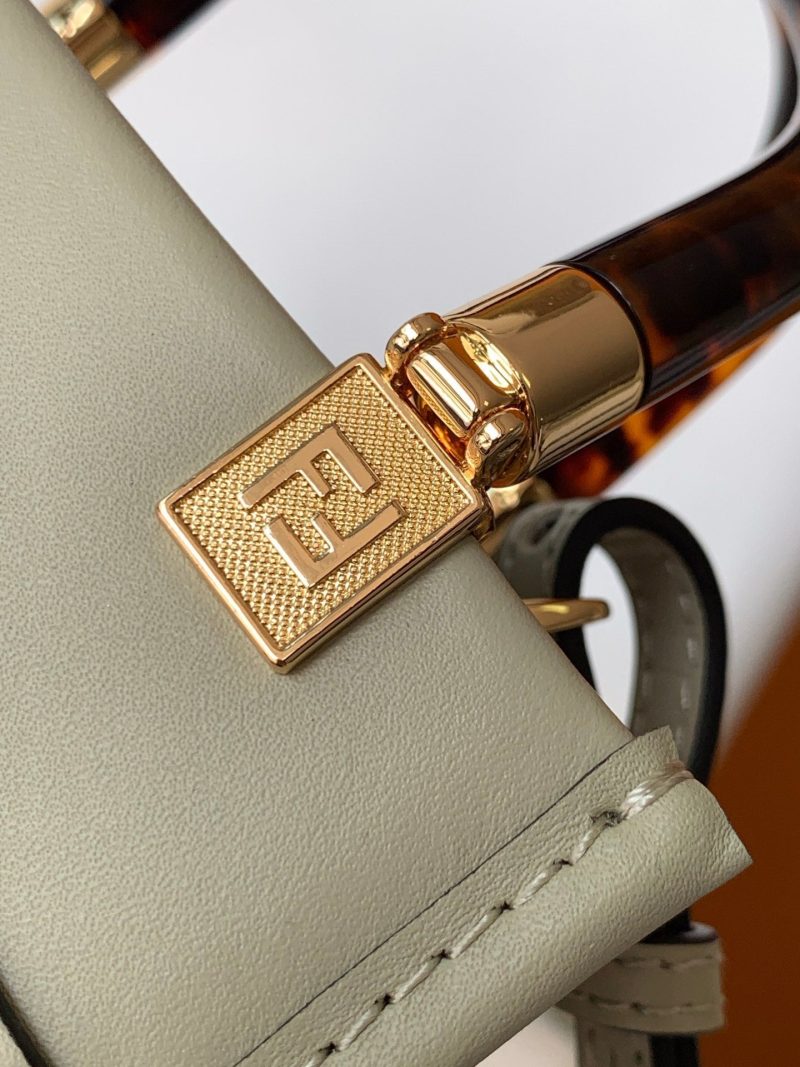 Fendi Mini Sunshine Shopper Bag 18 Light Grey Leather