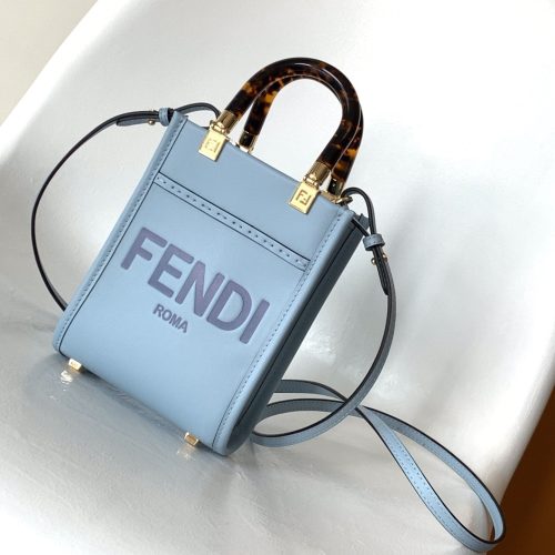 Fendi Mini Sunshine Shopper Bag 18 Blue Leather