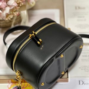 CARO SMALL 20 VANITY CASE IN BLACK SMOOTH LAMBSKIN