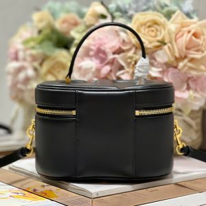 CARO SMALL 20 VANITY CASE IN BLACK SMOOTH LAMBSKIN