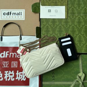 gg marmont 21cm white calfskin gold hardware