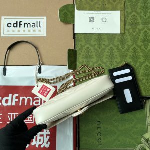 gg marmont 21cm white calfskin gold hardware