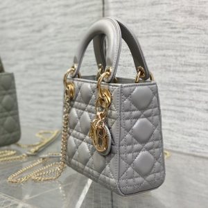 mini lady 17cm grey lambskin