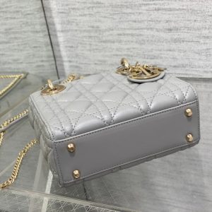 mini lady 17cm grey lambskin