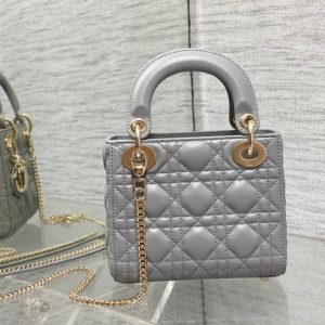 mini lady 17cm grey lambskin