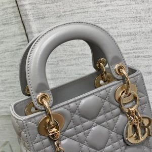 mini lady 17cm grey lambskin