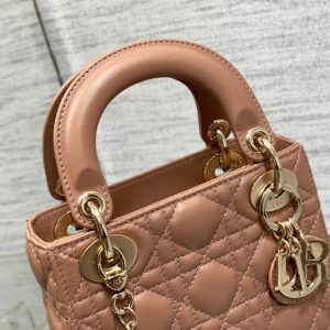 mini lady 17 pinkish brown lambskin