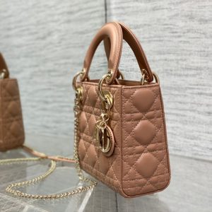 mini lady 17 pinkish brown lambskin