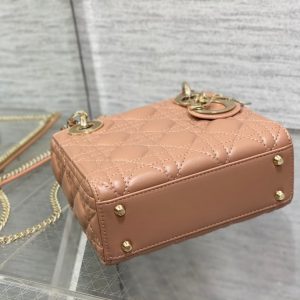 mini lady 17 pinkish brown lambskin