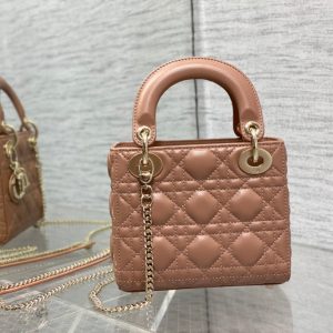 mini lady 17 pinkish brown lambskin