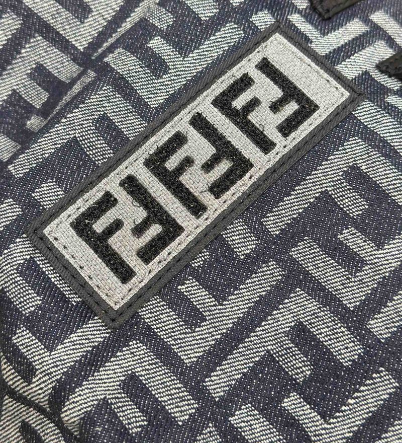 FendiI STRIKE LARGE 46 FF MIDNIGHT BLUE JACQUARD FABRIC BACKPACK