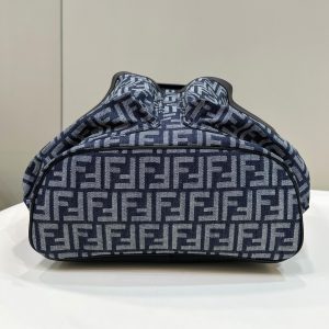 FendiI STRIKE LARGE 46 FF MIDNIGHT BLUE JACQUARD FABRIC BACKPACK