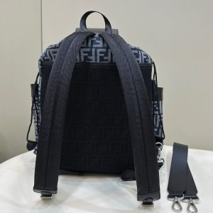 FendiI STRIKE LARGE 46 FF MIDNIGHT BLUE JACQUARD FABRIC BACKPACK