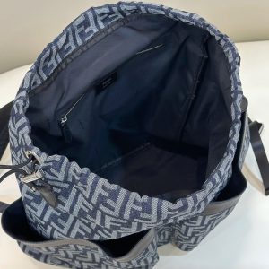 FendiI STRIKE LARGE 46 FF MIDNIGHT BLUE JACQUARD FABRIC BACKPACK