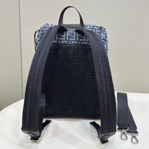 FendiI STRIKE 41 MEDIUM FF MIDNIGHT BLUE JACQUARD FABRIC BACKPACK