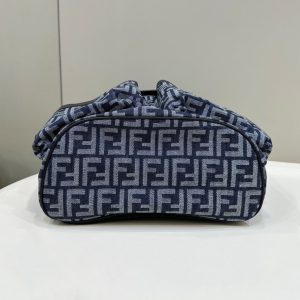 FendiI STRIKE 41 MEDIUM FF MIDNIGHT BLUE JACQUARD FABRIC BACKPACK