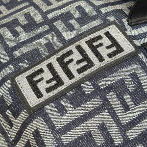 FendiI STRIKE 41 MEDIUM FF MIDNIGHT BLUE JACQUARD FABRIC BACKPACK