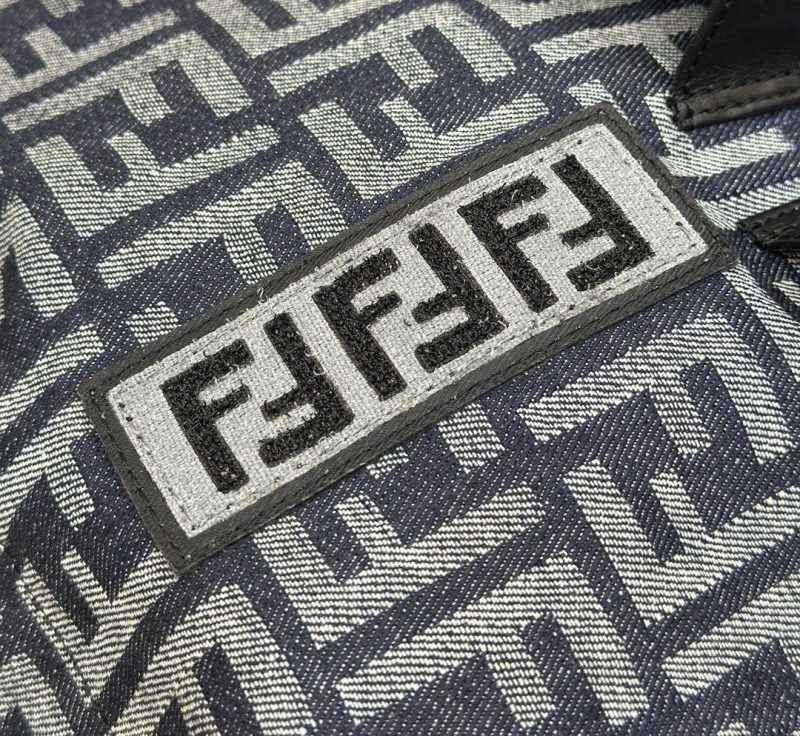 FendiI STRIKE 41 MEDIUM FF MIDNIGHT BLUE JACQUARD FABRIC BACKPACK