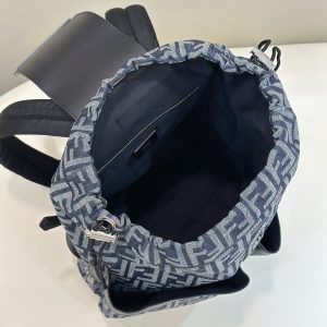 FendiI STRIKE 41 MEDIUM FF MIDNIGHT BLUE JACQUARD FABRIC BACKPACK