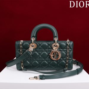 medium lady d-joy 26 dark green lambskin