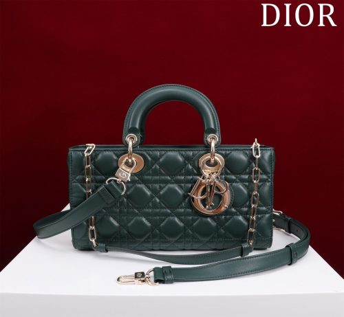 medium lady d-joy 26 dark green lambskin