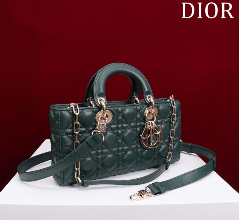 medium lady d-joy 26 dark green lambskin