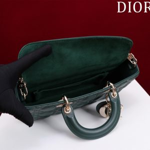 medium lady d-joy 26 dark green lambskin
