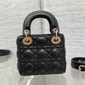 micro lady 12 black lambskin ghw