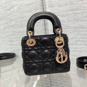 micro lady 12 black lambskin ghw