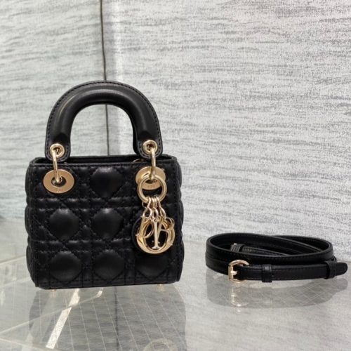 micro lady 12 black lambskin ghw