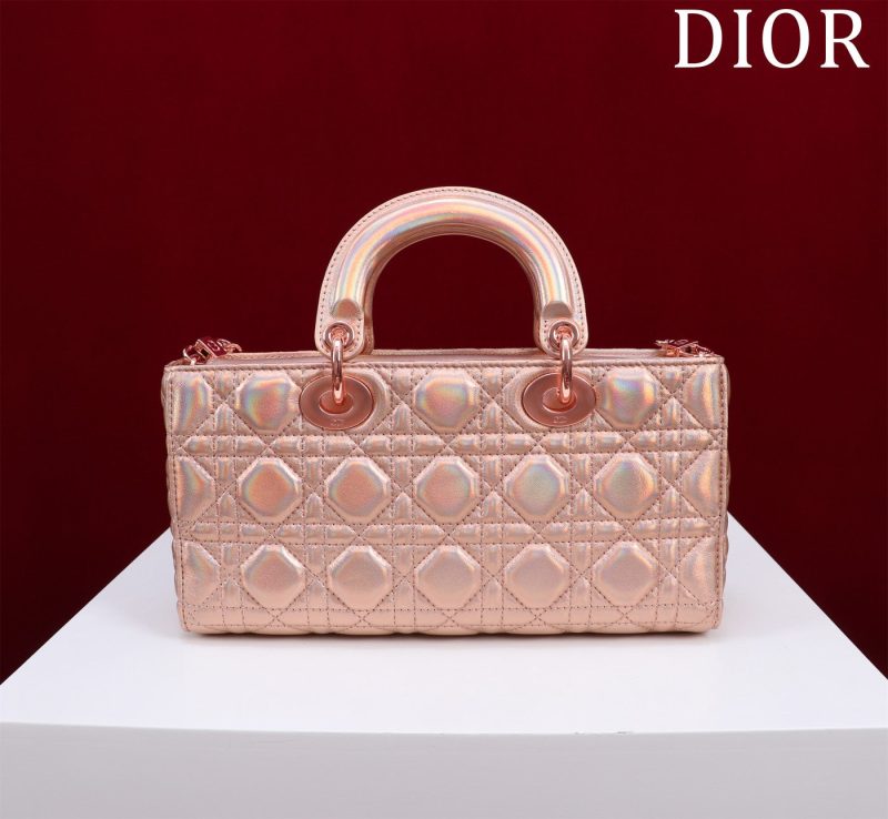 medium lady d-joy 26 rose metalic lambskin