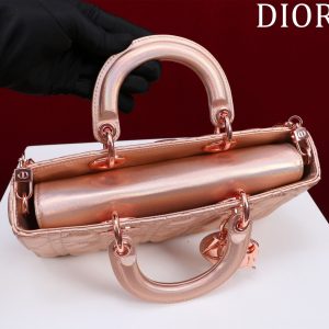 medium lady d-joy 26 rose metalic lambskin