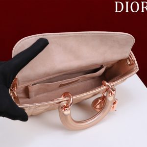 medium lady d-joy 26 rose metalic lambskin