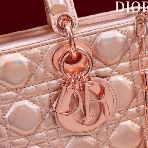 medium lady d-joy 26 rose metalic lambskin
