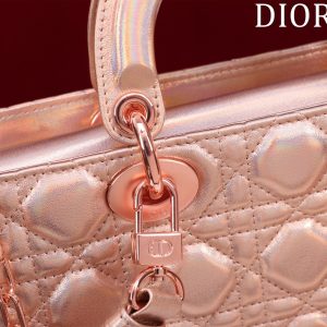 medium lady d-joy 26 rose metalic lambskin