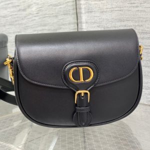 MEDIUM CD BOBBY 22CM BLACK CALFSKIN GOLD HARDWARE
