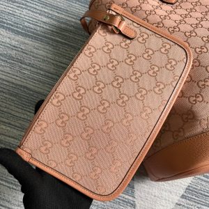 GG OPHIDIA LARGE 40 TOTE BAG IN LIGHT PINK CANVAS