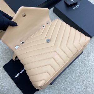 LOULOU MEDIUM 32 CREAM QUILTED LEATHER SILVER HARDWARE